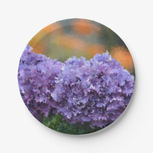 Impressionistic Hydrangea Paper Plate