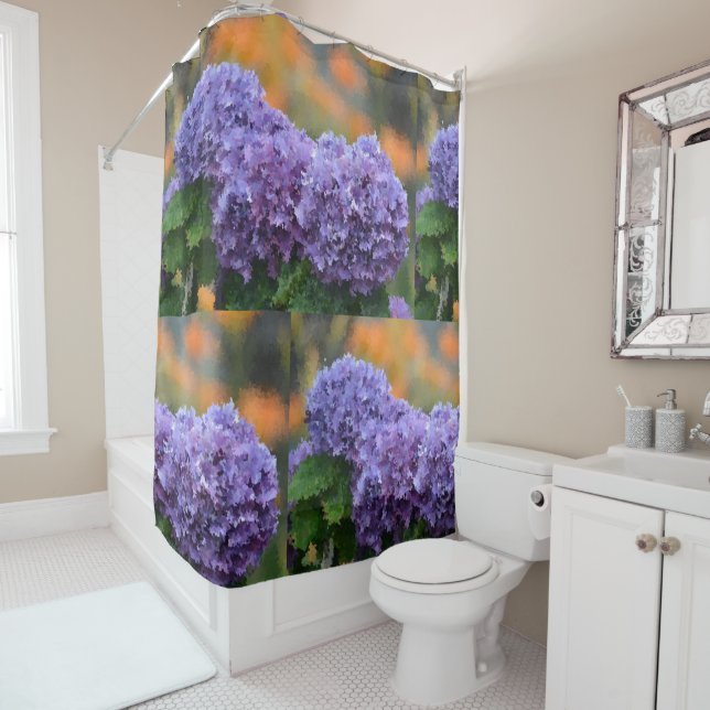 Impressionistic Hydrangea Shower Curtain (In Situ)