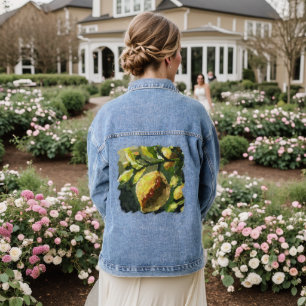 Impressionistic Lemons Hanging from Branch Denim Jacket