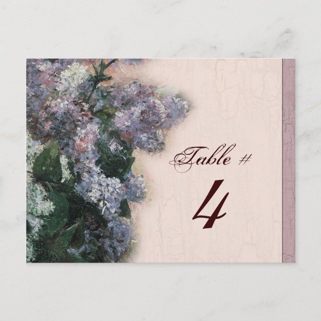 Impressionistic Lilacs - Table Number Card (Front)