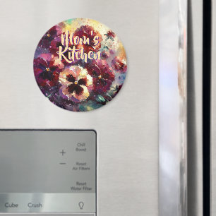Impressionistic Maroon Pansies Floral Personalized Magnet