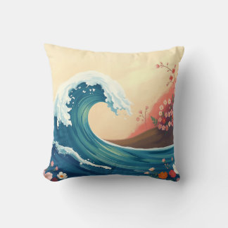 Impressionistic Ocean Wave Cushion