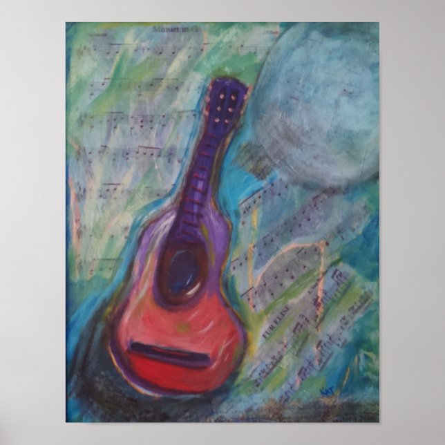 Impressionistic painting of guitar poster (Front)