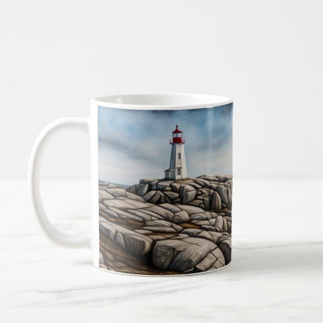 Impressionistic Peggy's Cove Lighthouse Coffee Mug (Left)