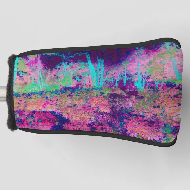 Impressionistic Purple and Hot Pink Landscape Golf Head Cover (Front)