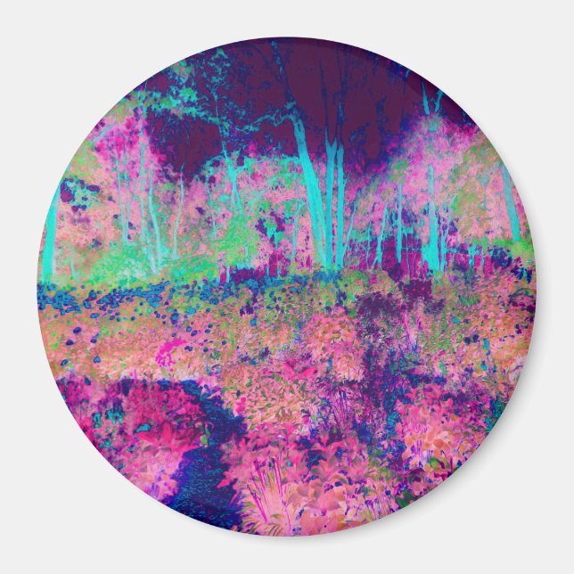 Impressionistic Purple and Hot Pink Landscape Magnet (Front)