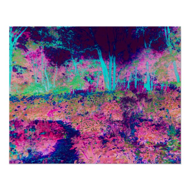 Impressionistic Purple and Hot Pink Landscape Poster (Front)