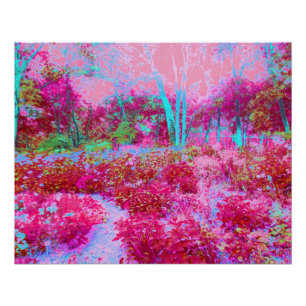 Impressionistic Red and Pink Garden Landscape Poster