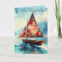 Impressionistic Romantic Sailboat Anniversary