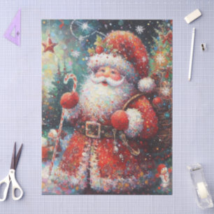 Impressionistic Santa Claus Christmas Decoupage Tissue Paper