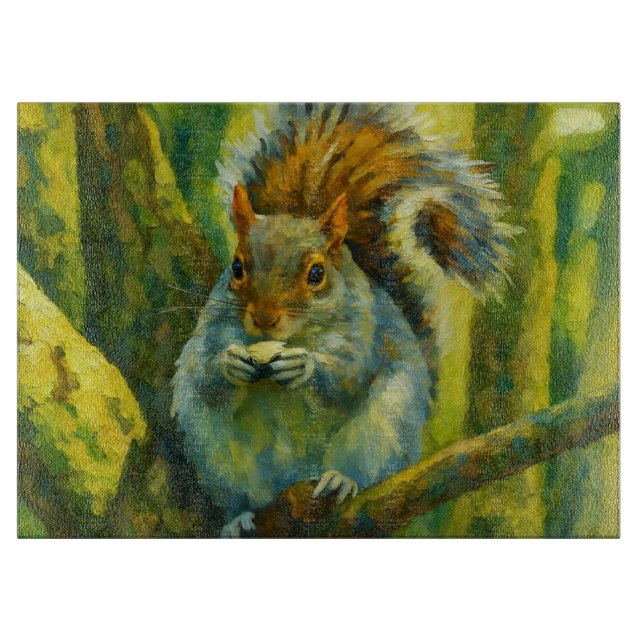 Impressionistic Squirrel in Forest Foliage Cutting Board (Front)