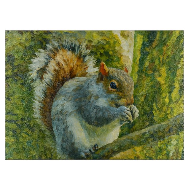Impressionistic Squirrel in Forest Foliage Cutting Board (Front)
