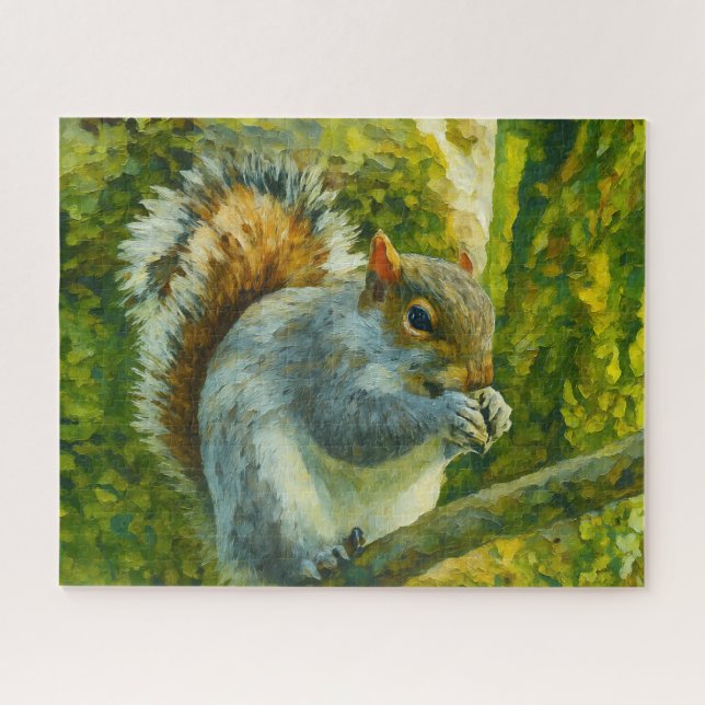 Impressionistic Squirrel in Forest Foliage Jigsaw Puzzle (Horizontal)