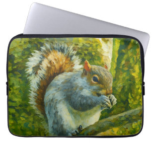 Impressionistic Squirrel in Forest Foliage Laptop Sleeve