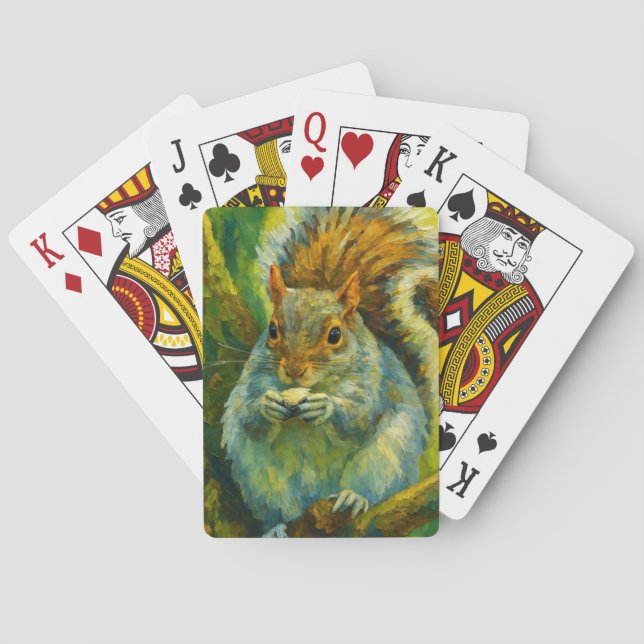 Impressionistic Squirrel in Forest Foliage Playing Cards (Back)