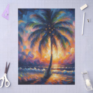 Impressionistic Tropical Palm Tree Decoupage  Tissue Paper