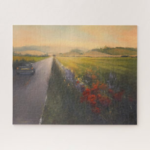 Impressionistic Wildflowers Country Road Painting Jigsaw Puzzle