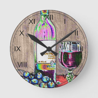 Impressionistic Wine and Grapes Art Clock