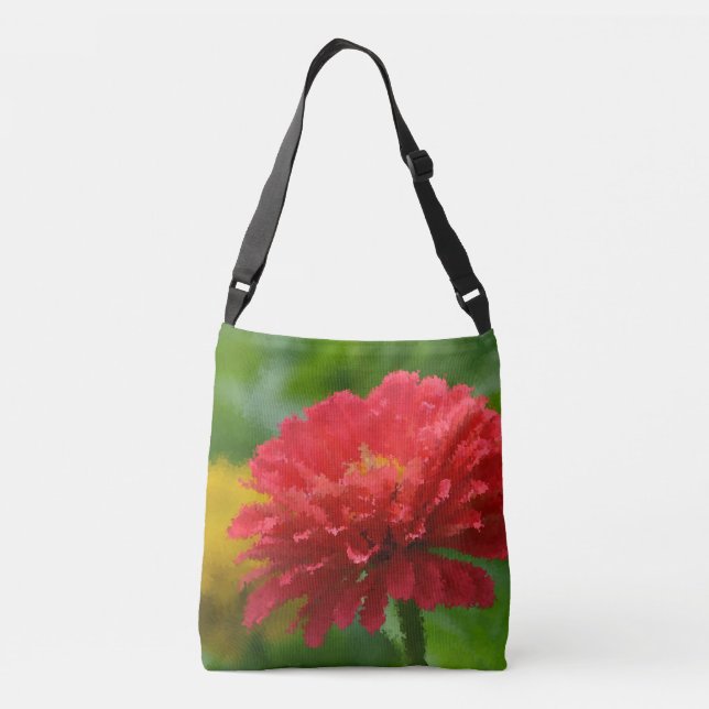 Impressionistic zinnia crossbody bag (Back)
