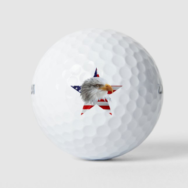 Impressive Eagle, The American Flag, Patriotic Golf Balls (Front)