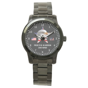 Impressive Eagle, The American Flag, Patriotic Watch