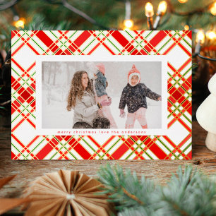 Impressive Gold Lines Christmas Plaid Photo Frame