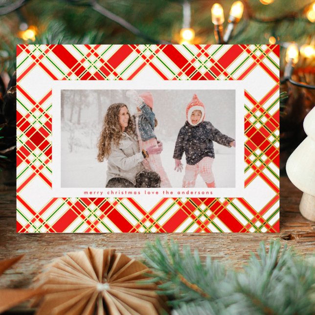Impressive Gold Lines Christmas Plaid Photo Frame (Creator Uploaded)