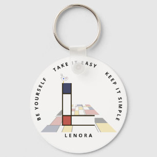 Impressive Neoplasticism Art Monogram. Letter L Key Ring