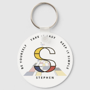 Impressive Neoplasticism Art Monogram. Letter S Key Ring