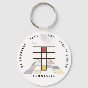 Impressive Neoplasticism Art Monogram. Letter T Key Ring
