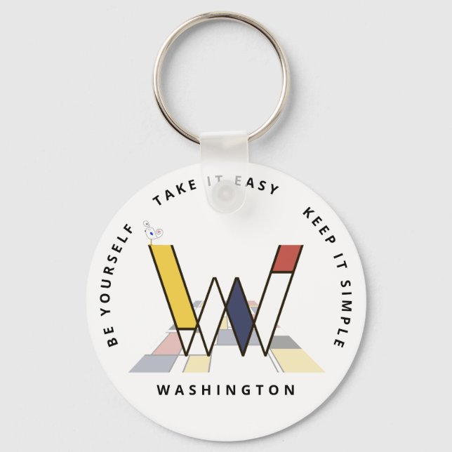 Impressive Neoplasticism Art Monogram. Letter W Key Ring (Front)