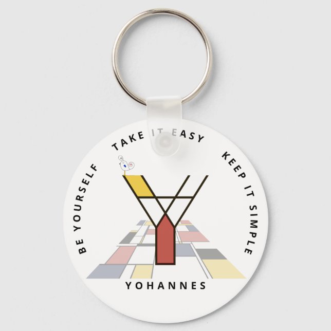 Impressive Neoplasticism Art Monogram. Letter Y Key Ring (Front)