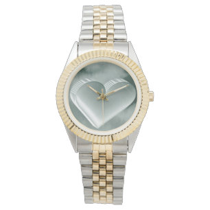 Impressive original watercolor silver 3D heart Watch