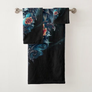 Impressive, realistic skull,  bath towel set
