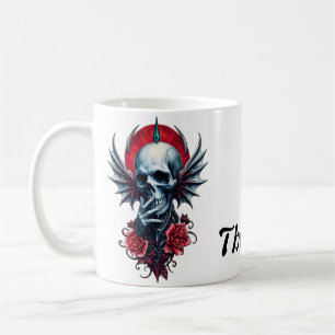 Impressive, realistic skull with wings coffee mug