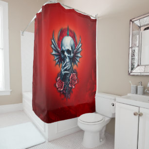 Impressive, realistic skull with wings shower curtain