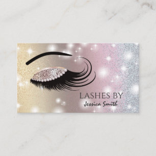 Impressive rose gold diamond glittery makeup eye business card