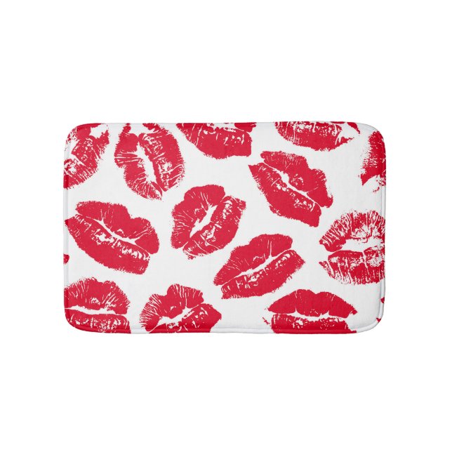 Imprint Kiss Red Lips: Vintage Seamless Bath Mat (Front)