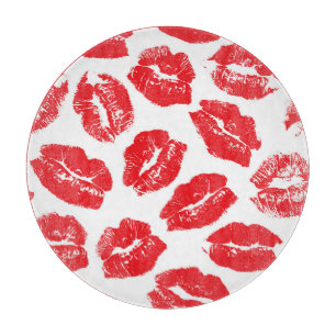 Imprint Kiss Red Lips: Vintage Seamless Cutting Board