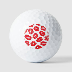 Imprint Kiss Red Lips: Vintage Seamless Golf Balls