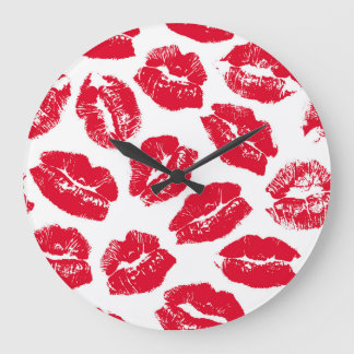 Imprint Kiss Red Lips: Vintage Seamless Large Clock