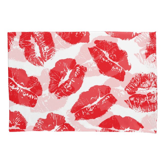Imprint Kiss Red Lips: Vintage Seamless Pillowcase (Front)