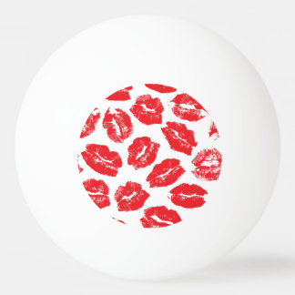 Imprint Kiss Red Lips: Vintage Seamless Ping Pong Ball