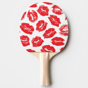 Imprint Kiss Red Lips: Vintage Seamless Ping Pong Paddle