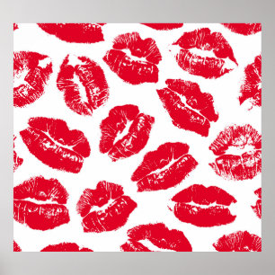 Imprint Kiss Red Lips: Vintage Seamless Poster
