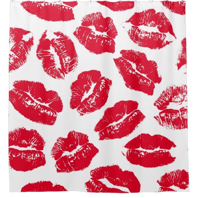 Imprint Kiss Red Lips: Vintage Seamless Shower Curtain (Front)