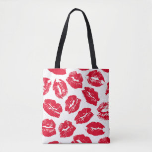 Imprint Kiss Red Lips: Vintage Seamless Tote Bag
