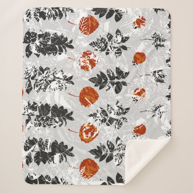 Imprint leaves: symmetrical seamless pattern. sherpa blanket (Front)