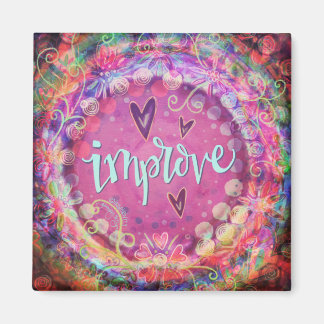 Improve Pink Floral Trendy ONE WORD Inspirivity Magnet