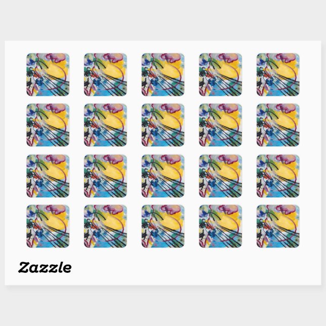 Improvisation 26, Rowing by Wassily Kandinsky Square Sticker (Sheet)